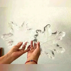 VTG pair of glass maple leaves candy dish trays or trinket dish trays